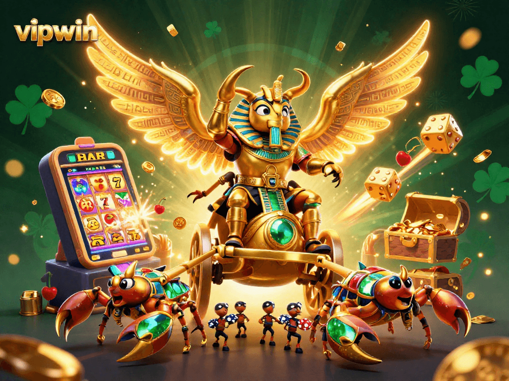 Experience the thrill of vipwin as the colossal scarab and jewel-encrusted scorpions burst with jackpot magic!