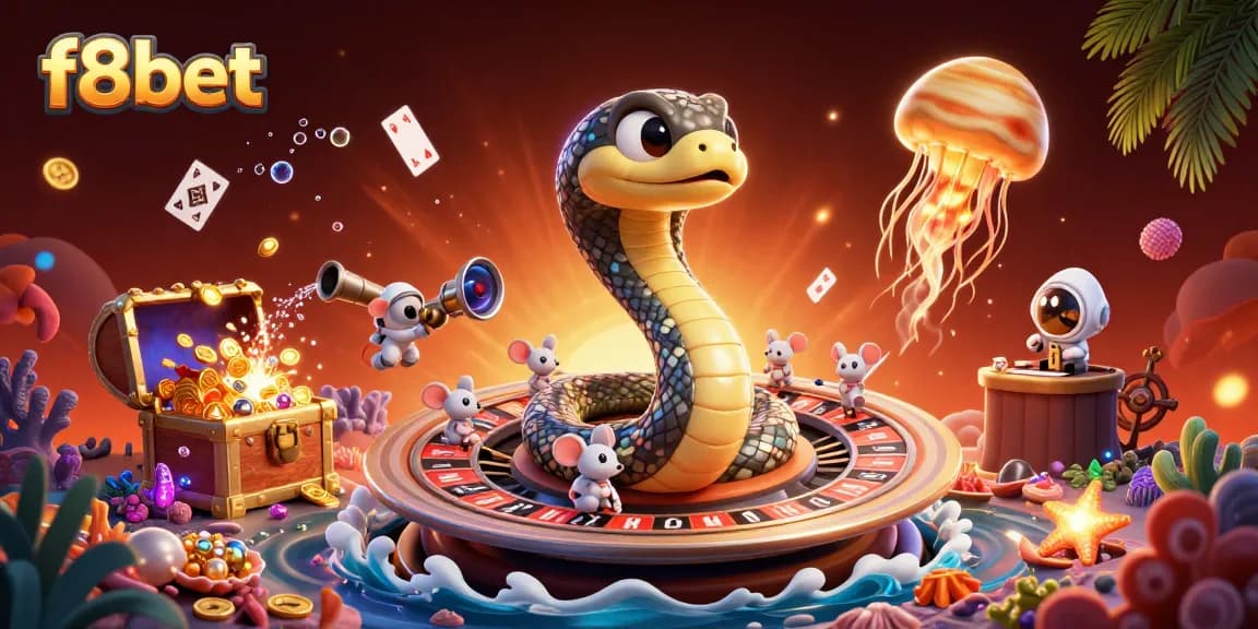 Join the thrilling bets at f8bet with vibrant cosmic gambling elements in this 3D illustration.