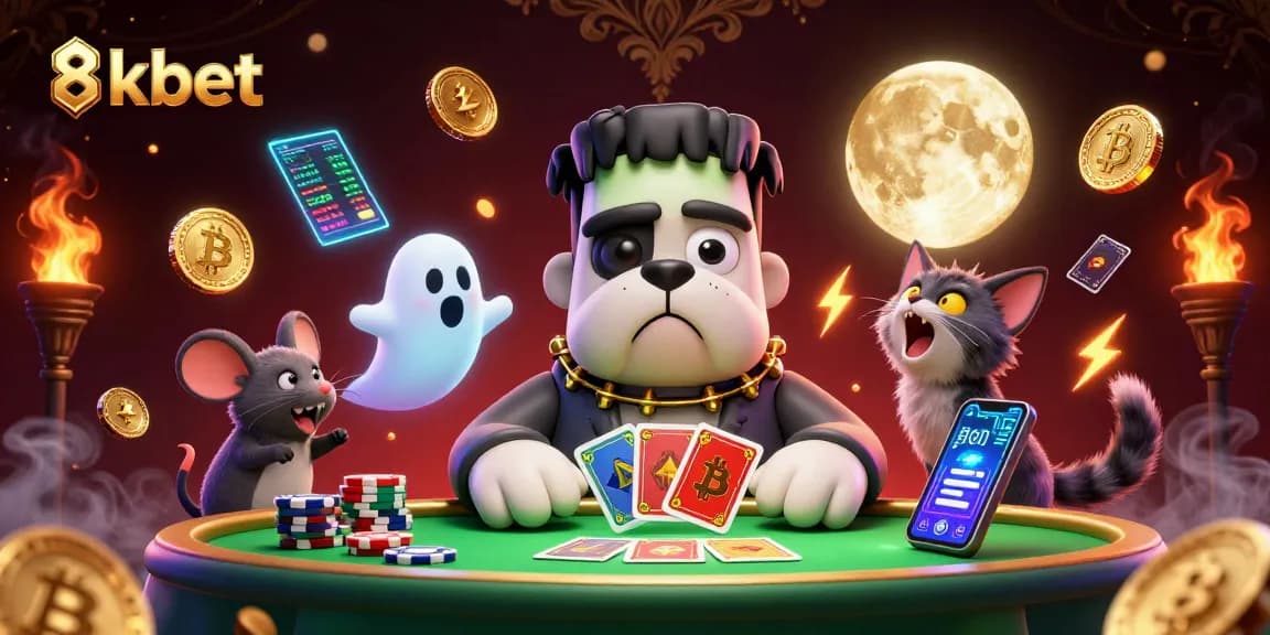 Deal exciting cards at 8kbet with a spooky atmosphere, showcasing thrilling gameplay.