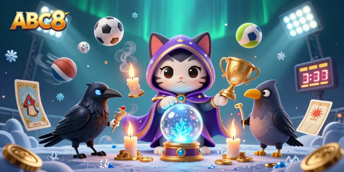 Experience thrilling gaming with ABC8's rich casino universe featuring mystical cat and dynamic sports elements.