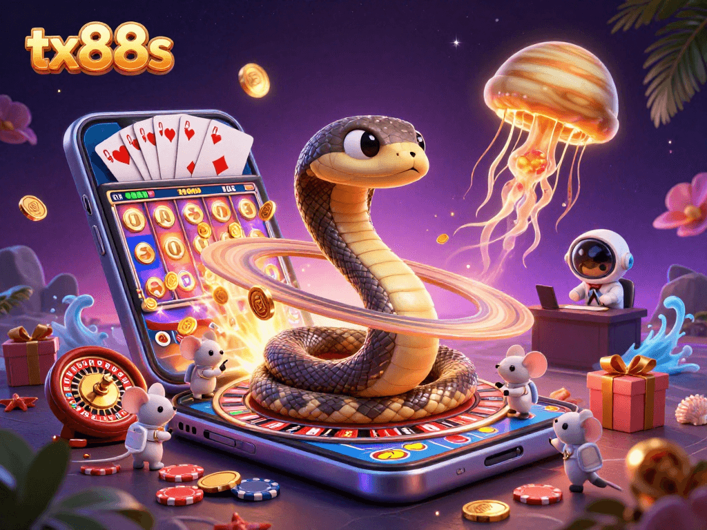 Experience cosmic gambling with tx88s's vibrant scene showcasing a Saturn ring roulette game.