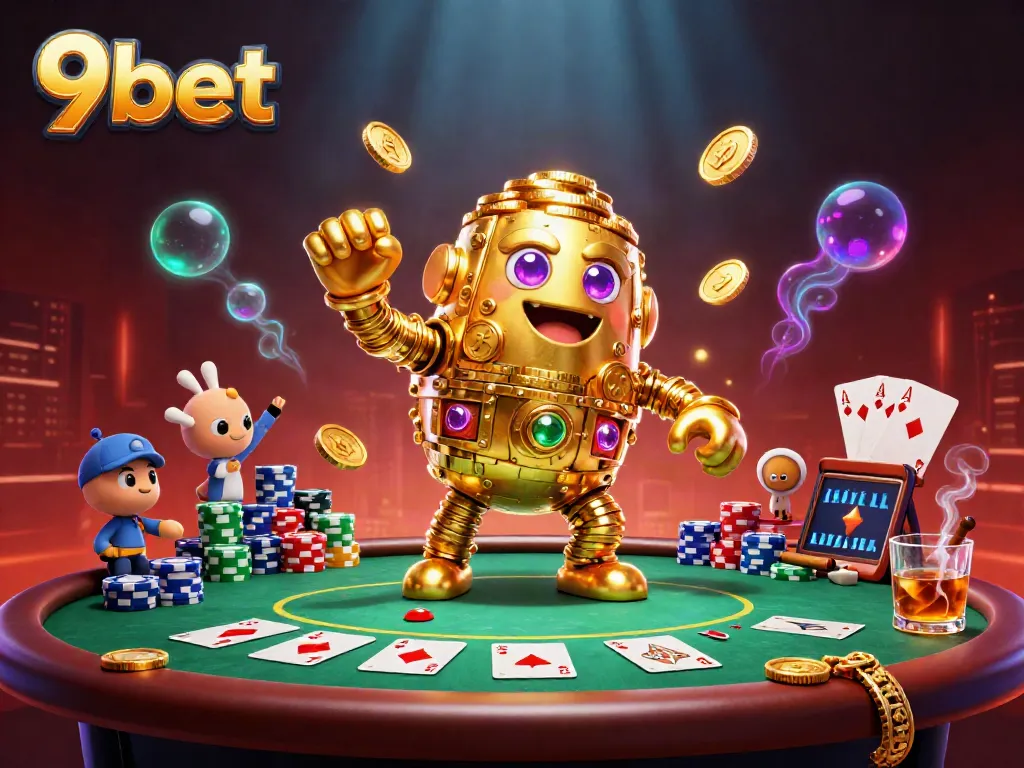 Experience high-stakes excitement with 9bet's dynamic casino gaming scene featuring a golden golem.