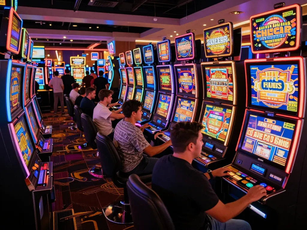 Players engaging with vibrant slot machines, rik88 offers an exciting casino experience