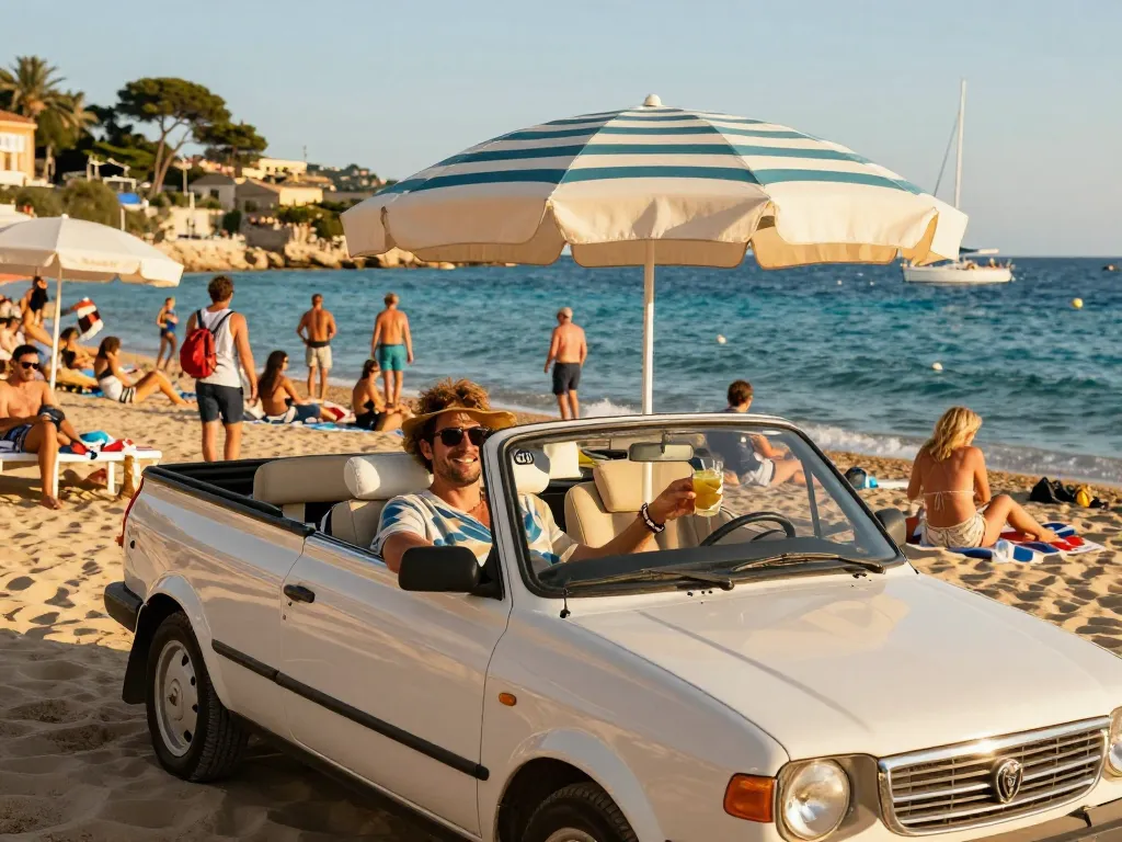 Taxi Saint-Tropez offrant une expérience luxueuse en bord de plage avec une ambiance ensoleillée et un service convivial.