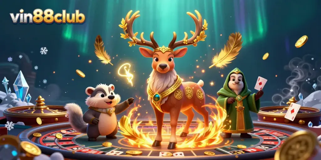 Experience thrilling gameplay at vin88club with vibrant casino elements, including dynamic characters and rich visuals.