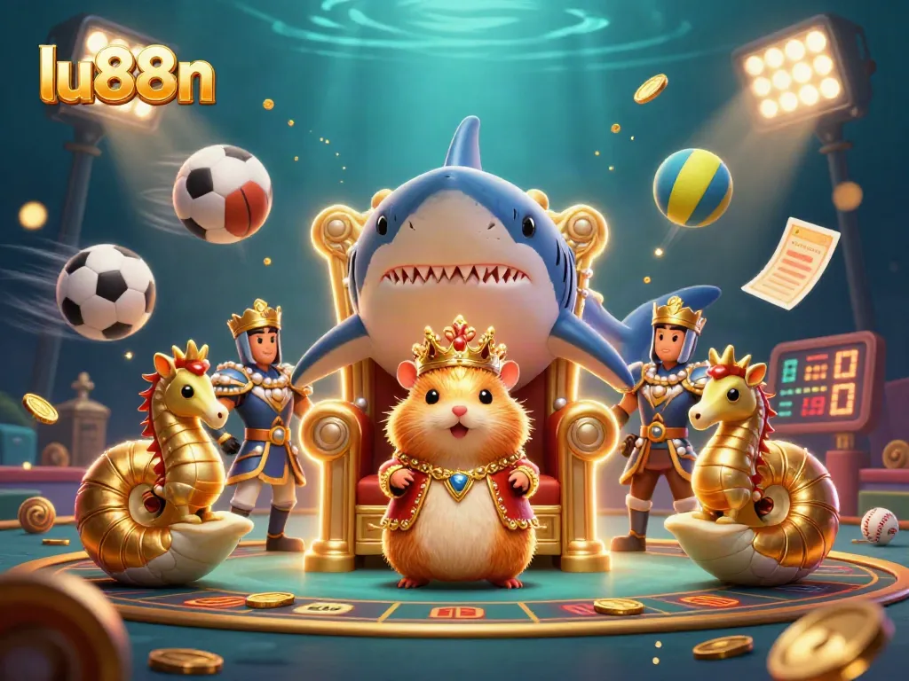 Experience the thrill of betting with lu88n’s unique casino universe, featuring a golden hamster king and dynamic sports elements.