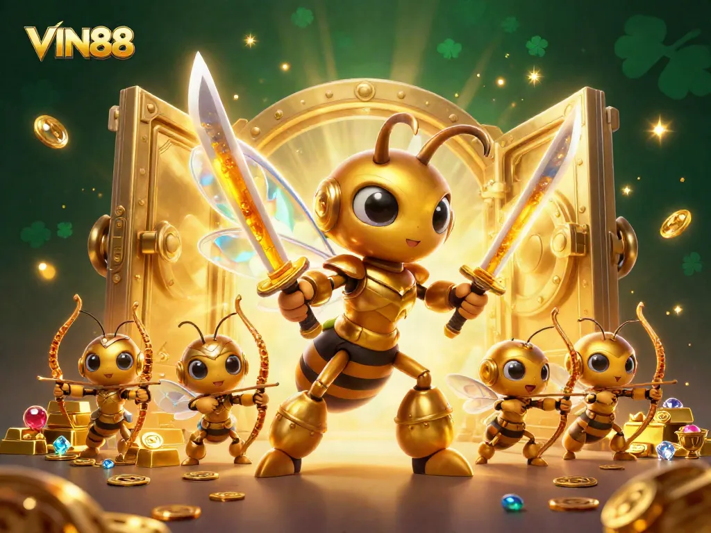 Experience winning strategies at VIN88 with vibrant 3D cartoon characters and treasure elements.