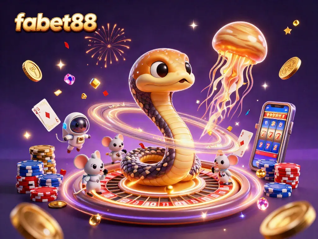 Experience the thrill of fabet88 with a vibrant casino atmosphere featuring a cosmic roulette scene.