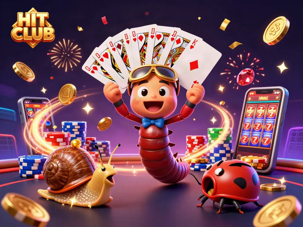 Experience excitement at HIT CLUB with vibrant gameplay, colorful chips, and a lively dealer in action.