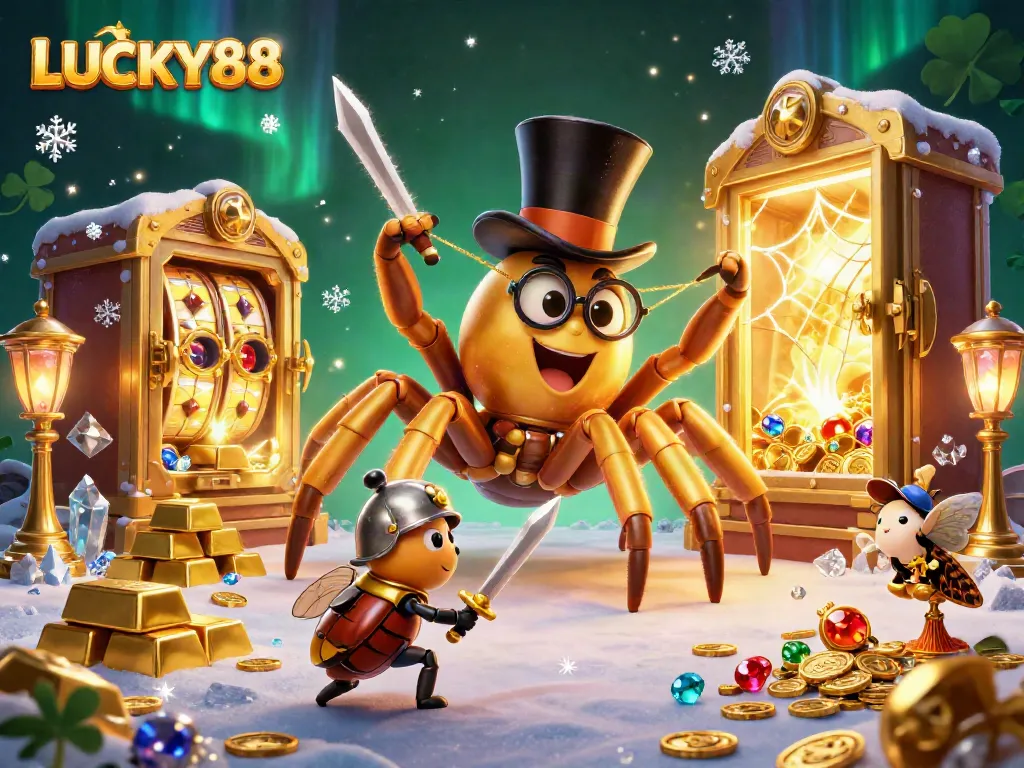 Experience winning strategies with LUCKY88 slot, vibrant 3D illustration featuring mythical characters.