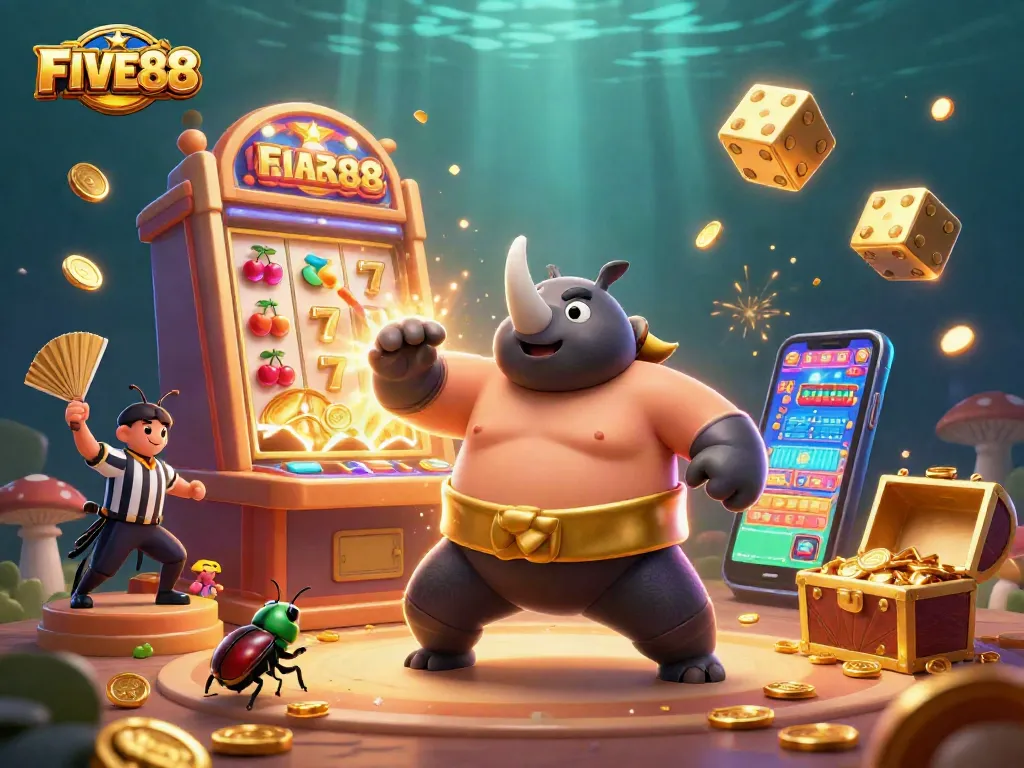Experience the jackpot excitement at FIVE88, where vibrant casino elements come to life!