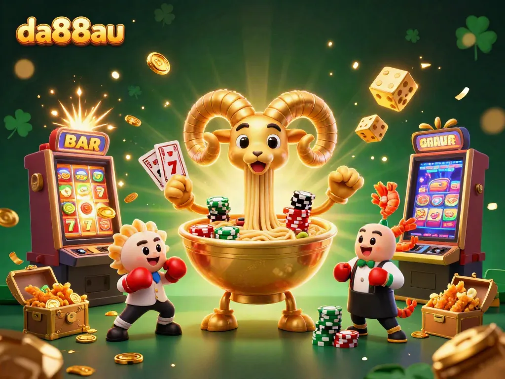da88au features a dynamic casino scene with cartoon characters dealing cards and jackpot elements