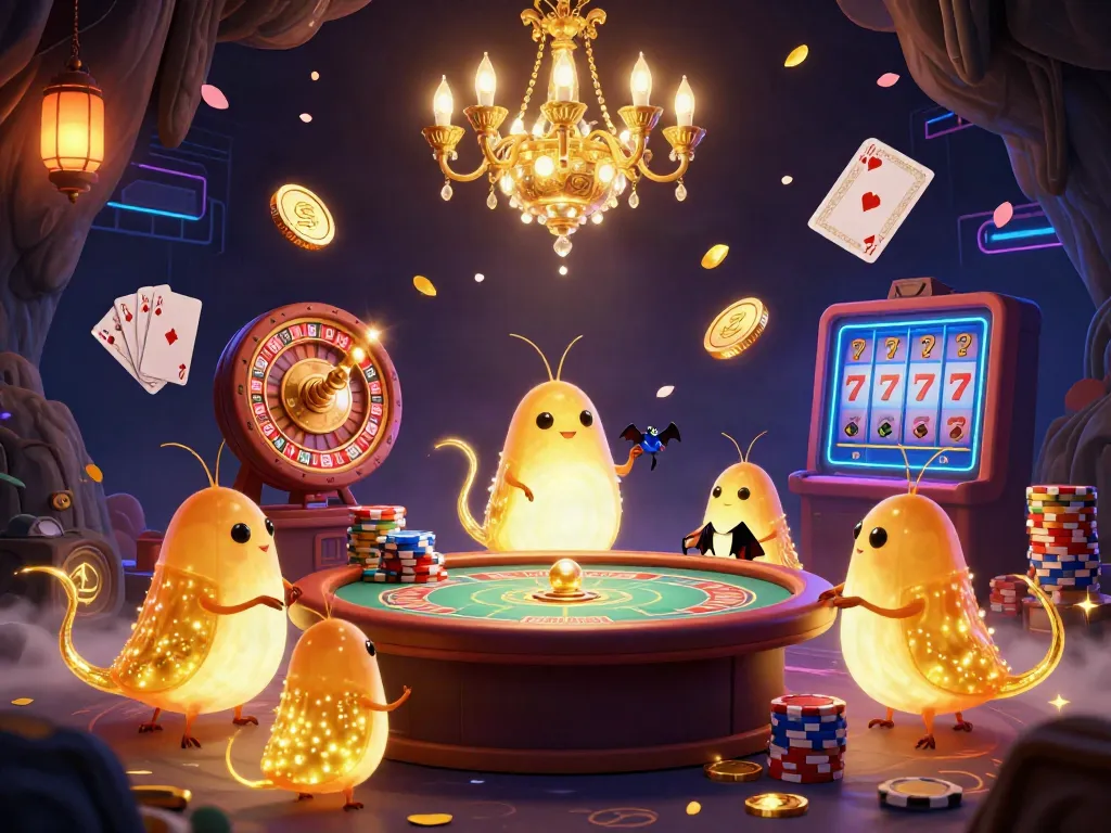 Experience electrifying gameplay at HITCLUB with a vibrant casino scene illuminated by unique critters.