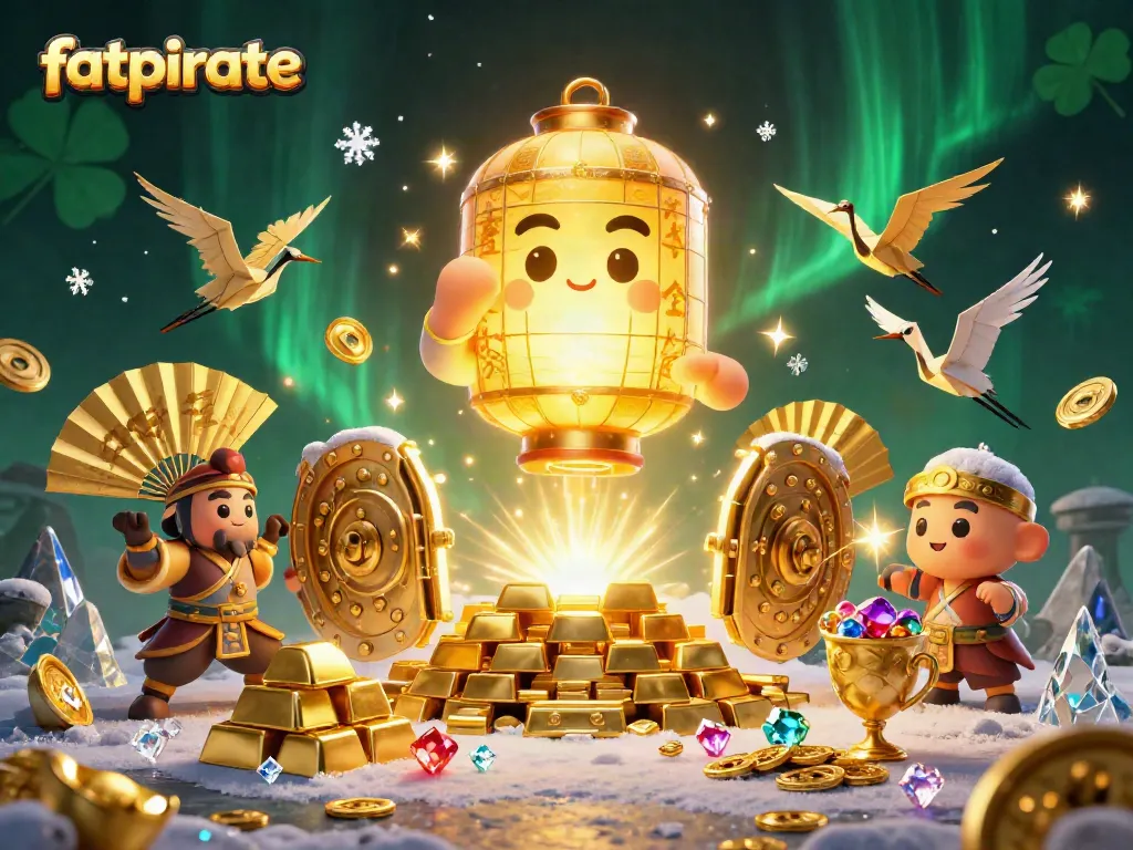 Experience the excitement at fatpirate Casino with vibrant illustrations of golden treasures and dynamic characters.