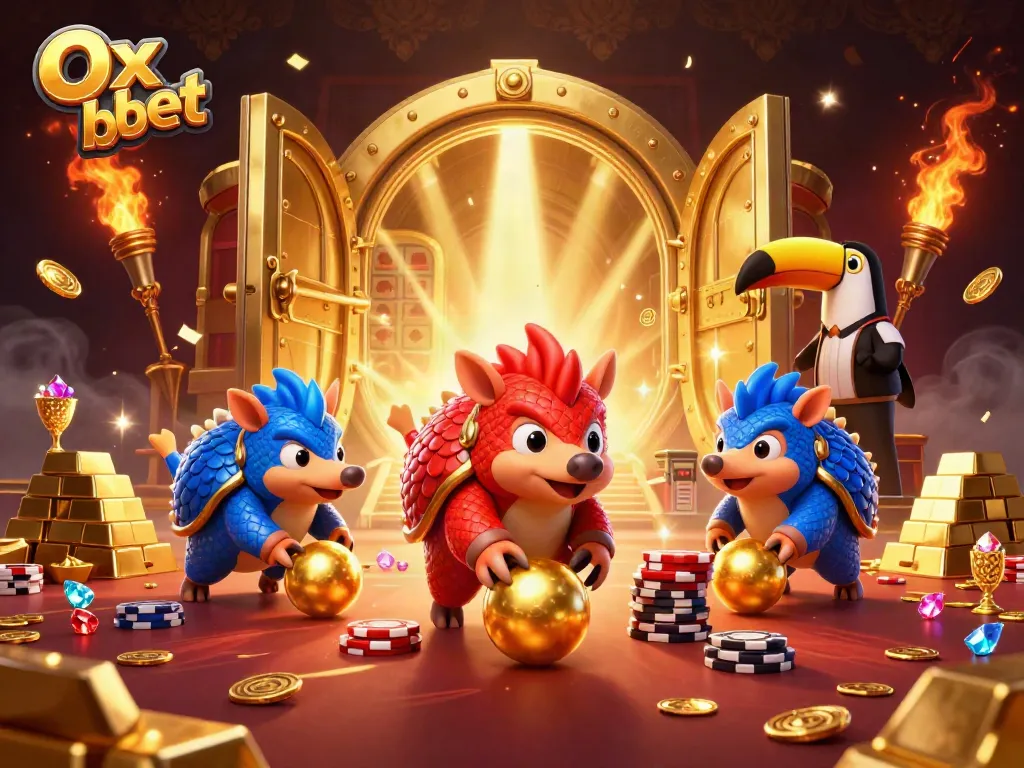 Bet and win with Ox bet, watching pangolins compete in a vibrant casino battle.