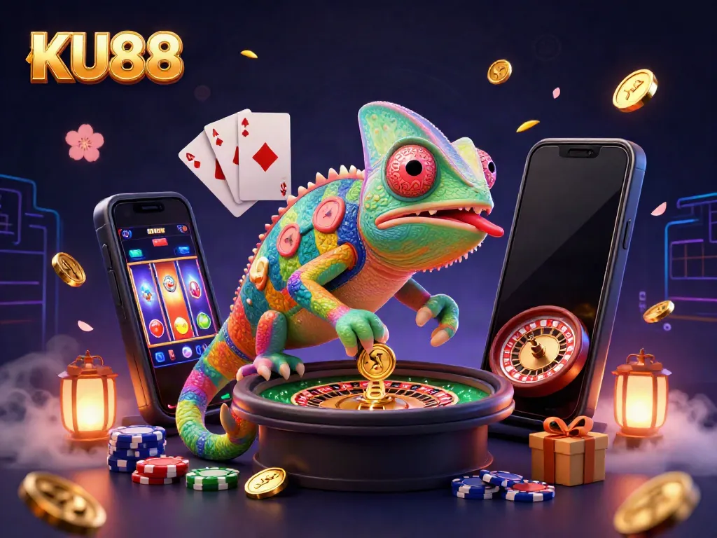 Experience unforgettable moments at KU88 casino with a vibrant chameleon owner and dynamic gambling elements.