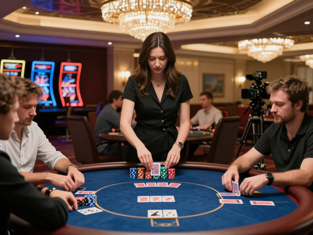 Players engaging in strategic gameplay at a Say88 poker table in a luxurious casino setting