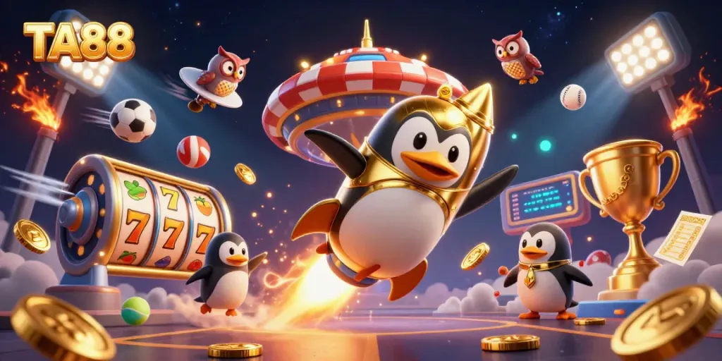 Engage with the TA88 slot experience featuring vibrant characters and dynamic casino elements.