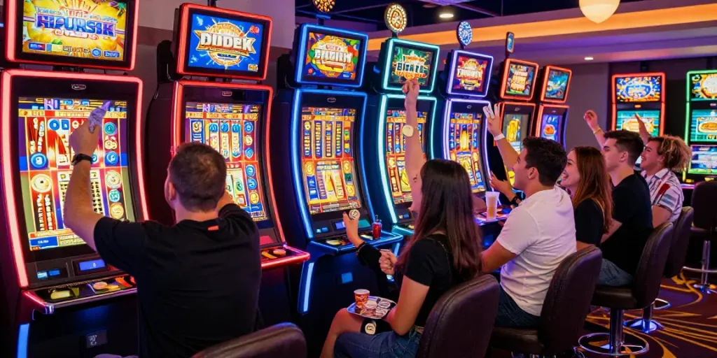Pengalaman seru di situs slot gacor dengan pemain merayakan kemenangan.