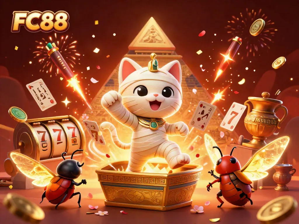 Experience thrilling casino gaming at FC88 with Egyptian-themed characters and vibrant visuals.