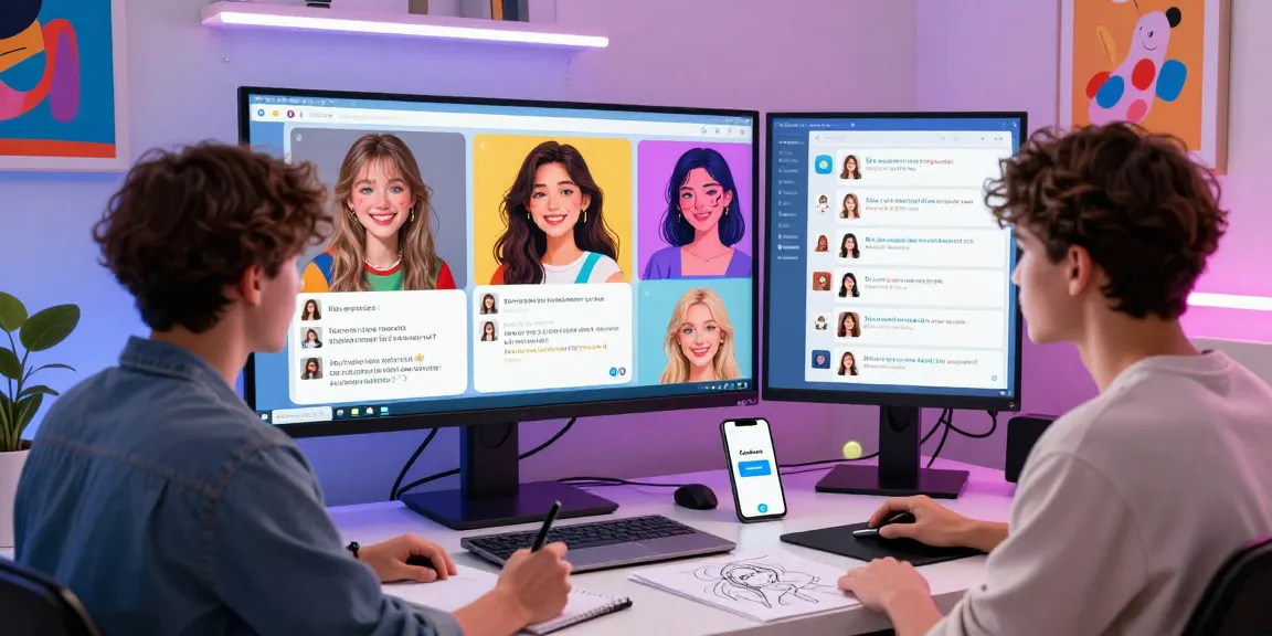 Dynamic user engaging with ai nsfw image generator on a vibrant digital workspace.