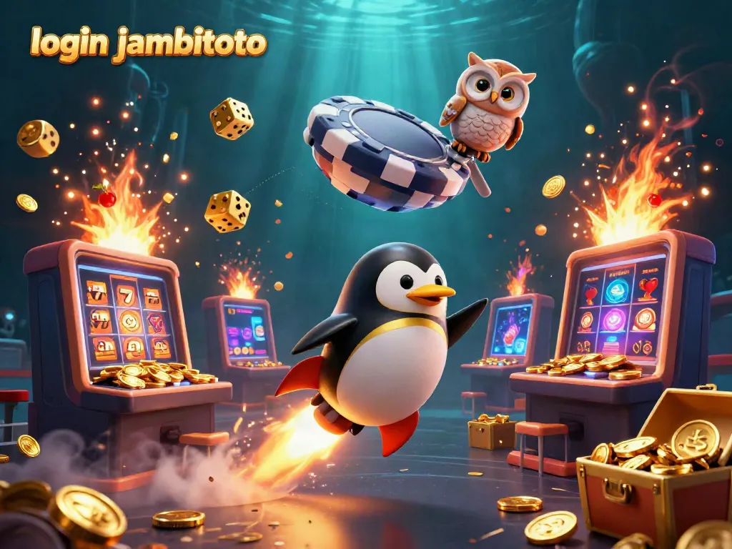 Play games and win at JambiToto by logging in, featuring a vibrant and dynamic casino scene.