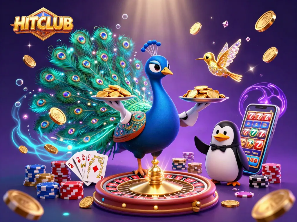 Engage with HITCLUB for a thrilling casino experience, featuring vibrant characters and dynamic game elements.
