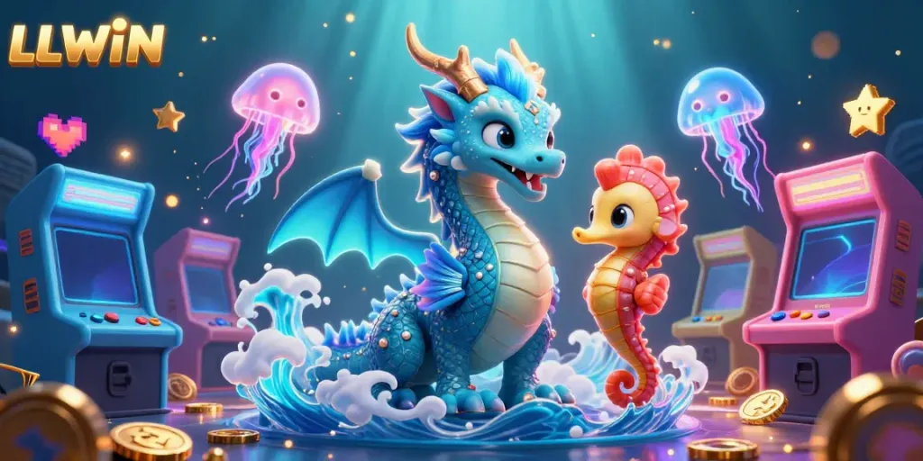 Experience thrilling gaming at LLWIN with vibrant underwater casino elements and colorful characters.
