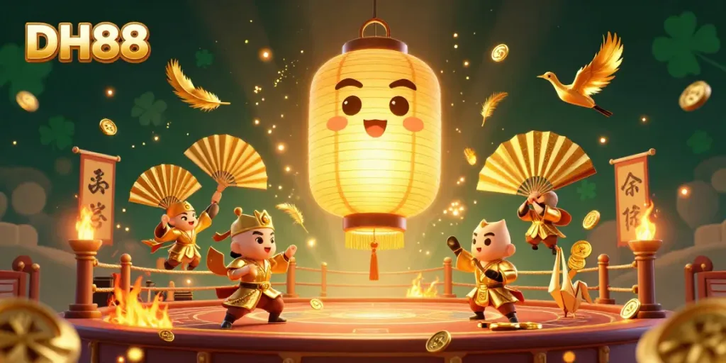 Experience winning moments at DH88 with vibrant casino activities and golden lucky symbols.
