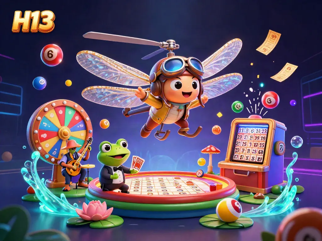 Experience thrilling H13 casino action with vibrant characters and dynamic games in a captivating scene.