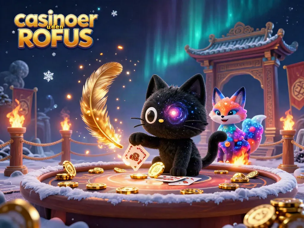 Experience thrilling gameplay at casinoer uden ROFUS with a black hole cat and nebula fox in a cosmic setting.