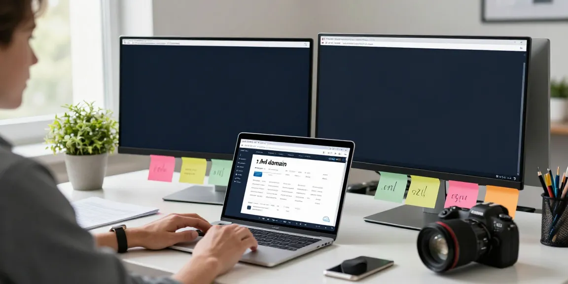 Een professional .nl domeinnaam kopen in een moderne werkruimte met computerlandschappen.