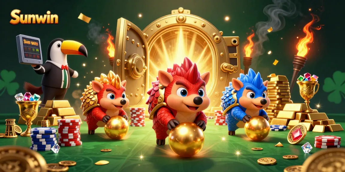 Experience thrilling gameplay at Sunwin with vibrant pangolins bowling through stacks of poker chips!