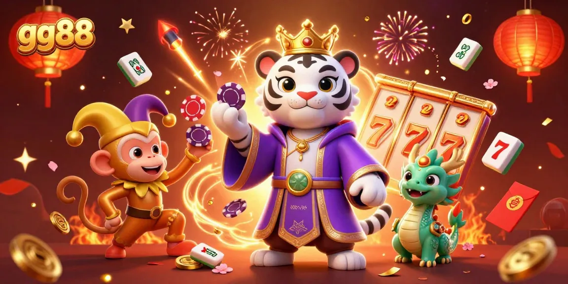 Engage with gg88 in a vibrant 3D casino scene featuring rich animations and joyful characters.