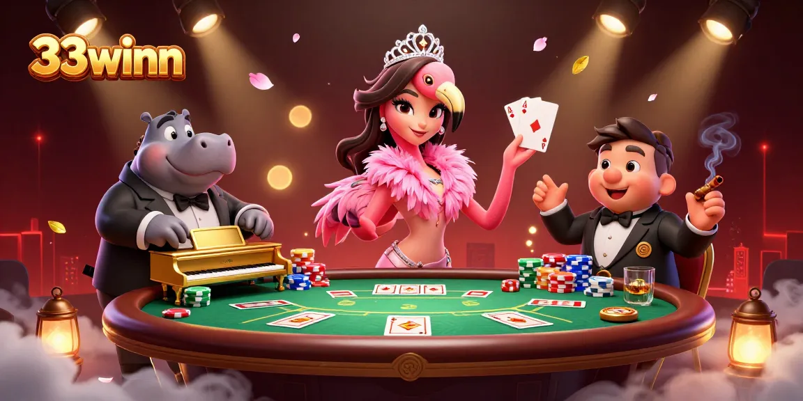 Experience the vibrant 33winn casino atmosphere with lively performers and poker action.