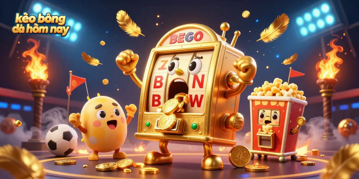 Betting with kèo bóng đá hôm nay is a thrilling experience as golden slot machines celebrate jackpots amidst vibrant casino elements.