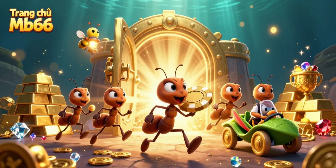 Engage with Trang chủ Mb66 by watching ants in a heist, winning golden poker chips.