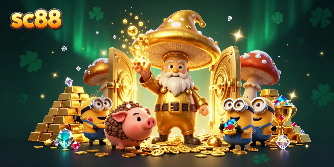 Experience the magical transformation to gold at sc88 with a wizard and his treasure-seeking companions.